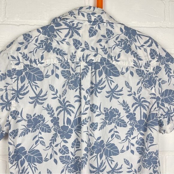 Tucker + Tate Short Sleeve Button Down Shirt blue white floral size large 10/12 - Picture 4 of 10